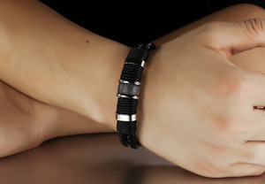 Fashion Jewelry Bracelets Stainless Steel Leather Bracelet <b>Men</b> Handmade Leather Bracelet - Product Image 6