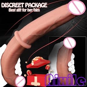Dildo de Doble <span class=keywords><strong>Extremo</strong></span> de Silicona Suave y Flexible, Dildos Largos Realistas con Venas, Juguetes Sexuales para Adultos para Parejas <span class=keywords><strong>Lesbianas</strong></span> y Gay - Product Image 5