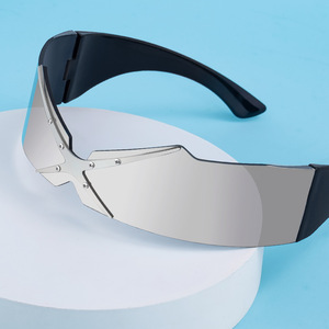 Lunettes de soleil unisexes sans monture, verres PC UV400, légères, noires, pour hommes et femmes, style Y2K, mode transfrontalière - Product Image 1