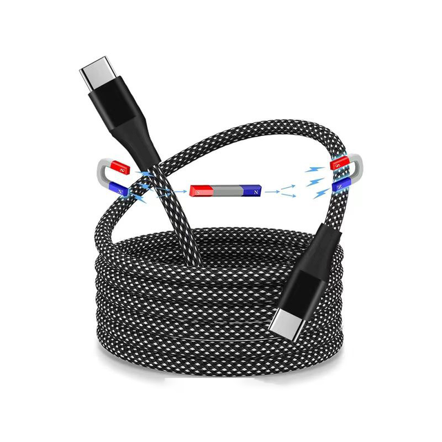 Trending 100W Portable Fast Charger with Magnetic Coiled USB Charging Cable for Smartphones and Computers