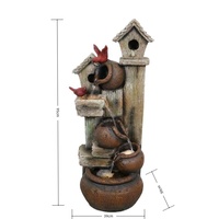 Offre Spéciale maison d'oiseau bois résine ornement coulant cascades extérieures aménagement paysager fontaine avec lumières LED