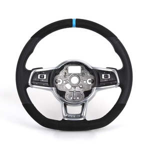 Volante Deportivo de Cuero Semiperforado R <span class=keywords><strong>Line</strong></span> de 3 Radios para VW Golf 5/6/7 R CC (MK5/6/7) - Product Image 1