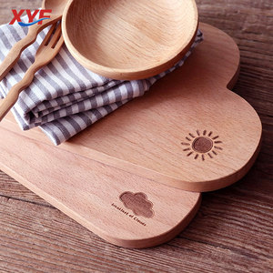 Bandeja de madera de haya Xiaoyunduo, mini tabla de cortar de madera maciza para sushi, plato individual para desayuno y almuerzo con forma de nube, estilo japonés - Product Image 2