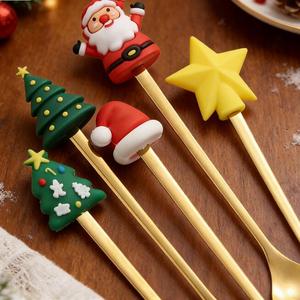 Vente flash - Sets de vaisselle sur le thème de Noël - 6 pièces - Ensemble de couverts en acier inoxydable pour Noël - Cuillère et fourchette - Product Image 3