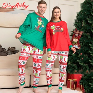 RTS rojo manga larga pareja pijamas familia Loungewear mujer ropa de dormir conjuntos Navidad pijamas familia - Product Image 4