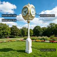 Reloj de Calle de Lujo Resistente a la Intemperie, Reloj de Pilar Vintage de 4 Caras para Jardín, Decoración de Plaza Municipal