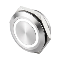 Interrupteurs à bouton-poussoir métalliques IP65 avec tête plate en métal 1NO 12V