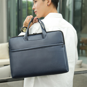 Sac pour ordinateur portable en cuir PU, mallette d'affaires étanche, portable, 15.6 pouces, décontracté, grande capacité, mallette de créateur simple pour hommes - Product Image 6