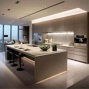 Gabinetes de Cocina <span class=keywords><strong>Prima</strong></span> con Cuerpo de Madera Sólida <span class=keywords><strong>Natural</strong></span> Pintada, Acabado con Pintura Ecológica <span class=keywords><strong>y</strong></span> Encimera de Piedra - Product Image 3