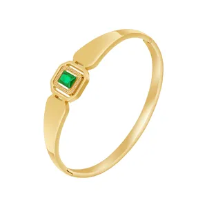 Latest 18K Gold Plated Stainless Steel Jewelry Square Stone Charm Gemstone Zircon Trendy For Women Accessories Bracelet B242395
