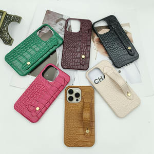 Étui de téléphone en cuir d'affaires avec bracelet pour <span class=keywords><strong>Iphone</strong></span> 16 15 14 13 12 <span class=keywords><strong>11</strong></span> housse de téléphone en cuir à motif <span class=keywords><strong>crocodile</strong></span> avec sangle - Product Image 2