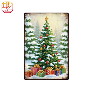 Kui ZIDA อลูมิเ<span class=keywords><strong>น</strong></span>ียมอัลลอยด์สไตล์เรโทรคริสมาสต์แผ่นป้ายสี่เหลี่ยมมีความสุขข<span class=keywords><strong>น</strong></span>าด8x12<span class=keywords><strong>น</strong></span>ิ้วผลิตใ<span class=keywords><strong>น</strong></span>กวงซี - Product Image 1