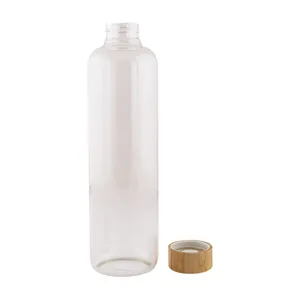 Bouteille en verre 1L avec bouchon en bambou, merchandising durable - Product Image 2