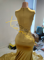 Ocstrade-Robe de bal en or rose pour filles noires, robe de soirée sexy avec strass et sirène, robe de mariage, robe maxi de fête nuptiale