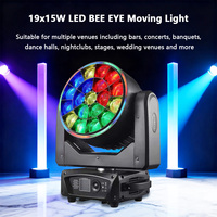 RZ Big Bee Eye 19PCs * 15W 4 en 1 RGBW LED de alta potencia DMX512 Focus Wash Zoom Luz de cabeza móvil con anillo de tira de LED RGB
