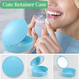 Boîtier de retenue <span class=keywords><strong>dentaire</strong></span> orthodontique Conteneur de protège-dents en plastique pour boîte de retenue équipée d'un miroir à fausses dents - Product Image 4