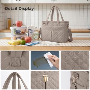 Bolsa de Almuerzo Aislada Reutilizable y Ecológica <span class=keywords><strong>para</strong></span> Mujer, de Poliéster Impermeable, con Cierre de Cremallera, 6.8x14.3x10.4 Pulgadas, <span class=keywords><strong>para</strong></span> el Trabajo - Product Image 3