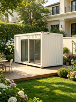 Bâtiment Conteneur Préfabriqué Multifonctionnel en Structure Acier Portable, Design Mid-Century Modern, Garantie 5 Ans pour Garage