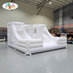 Bianco puro doppio scivolo gonfiabile casa di rimbalzo combinato Jumbo bambini rimbalzo castello salto e scivolo divertente fornitore di giochi - Product Image 2