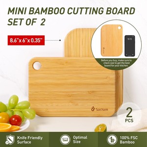 Set da 2 Taglieri in Legno <span class=keywords><strong>di</strong></span> Bambù Ecologici, Leggeri e Non Tossici, per Servire Salumi e Campeggio, Mini Set da Chef - Product Image 3