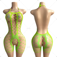 ELITES Exotic Dancewear Body en résille avec bas résille, Lingerie de jeu sexy pour femmes, style boîte de nuit