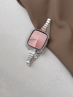 Bracelet de montre en acier inoxydable de luxe à 1 maillon en bambou, bracelet en métal pour Apple Watch Series 9 40 mm 41 mm 44 mm 45 mm