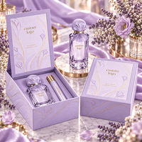Coffret de parfum de luxe avec logo personnalisé, boîte d'emballage magnétique en lavande pour boutique, avec insert pour magasin de parfums