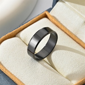 <b>Titanium</b> Steel <b>Ring</b> 7mm Double Beveled Mirror Finish Unisex Fashion Jewelry Gift - Product Image 4