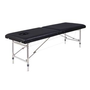 Table de massage ZL-4, cadre en acier inoxydable, pliable, mousse de densité moyenne, noire, pour utilisation à domicile et en thérapie - Product Image 1