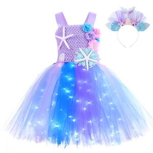 2024 Led Tutu incandescente abito blu Tulle ragazze festa di compleanno fase bambina bambina vestito da principessa costumi per le ragazze - Product Image 1