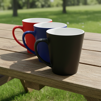 Tasses magiques coniques à changement de couleur en céramique et porcelaine de 12 oz, réutilisables, sans danger pour les aliments, compatibles lave-vaisselle et micro-ondes, pour la sublimation en gros