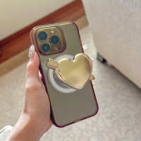 Tube de gloss à lèvres personnalisé de 3 ml en forme de cœur, contenants pour baume à lèvres, emballage de rouge à lèvres, marque privée, rouge à lèvres avec support magnétique pour téléphone