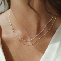 Collier superposé tendance EMANCO en chaîne corde classique, en acier inoxydable plaqué or 14 carats, accessoire essentiel pour femme, idéal pour les fiançailles