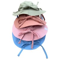 Gorros de algodón y lino para el sol para bebés, de Color liso, Vintage, para la playa