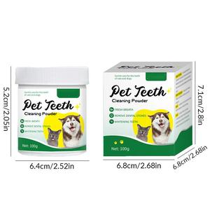 OEM/ODM Guangdong Pembersih Mulut Hewan Peliharaan Teefrice Menyegarkan Napas Memutihkan Gigi Menghilangkan Karang Gigi 100g Bubuk Gigi Anjing Kucing Sendok - Product Image 4