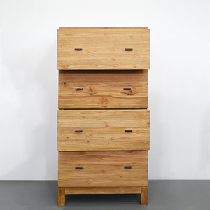 Cómoda Antigua de Teca con 4 Cajones Hechos a Mano y Patas Cónicas, Mueble de Madera Reciclada para Dormitorio - Product Image 5