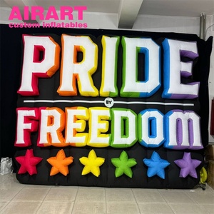Mur de lettres publicitaires gonflables géants, enseigne gonflable imprimée avec des étoiles arc-en-ciel pour la décoration d'activités commerciales - Product Image 1