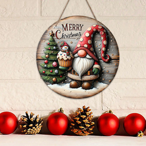 Spot cross-border wooden snowman door <b>hanger</b>, Christmas decoration, round door sign, Christmas tree ornament. - Product Image 3