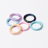 Anneau ouvert rond électroplaqué couleur UV 20mm/25mm avec fermoir à ressort, connecteur de porte-clés DIY, accessoires de bijouterie et artisanat