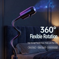 Proyector de Estrellas LED USB, Lámpara de Proyección de Planetas y Luna con Cuello Flexible y Diapositivas Intercambiables para Decoración de Dormitorios