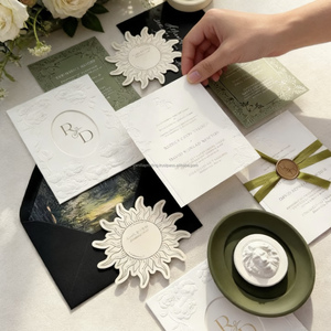 Custom Sculpted Embossed Cotton <b>Paper</b> Invitation Cards with Raised and Blind Emboss <b>Printing</b> Large-format for Special Events - Product Image 1