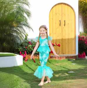 2025 enfants sirène couleur <span class=keywords><strong>maillot</strong></span> <span class=keywords><strong>de</strong></span> <span class=keywords><strong>bain</strong></span> jupe trois pièces ensemble avec sous-vêtements filles maille petit volant manches fendu <span class=keywords><strong>maillot</strong></span> <span class=keywords><strong>de</strong></span> <span class=keywords><strong>bain</strong></span> - Product Image 2