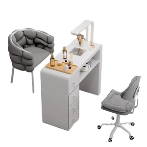 Ensemble de table de manucure de style français moderne de luxe, directement de l'usine, mobilier de salon de manucure contemporain, bureau en bois - Product Image 2