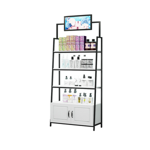 Custom Luxury Loreal Modern Floor Standing Retail Makeup Display Rack Cabinet Gold Cosmetic Display Stand for Cosmetics Store