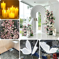 Ensemble de panneaux de fond carrés en PVC de couleur personnalisée, arche en acrylique, socle LED papillon pour fête et mariage