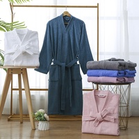 Peignoir en coton pur de qualité hôtelière pour femmes et hommes Peignoir de couleur unie à logo brodé à séchage rapide