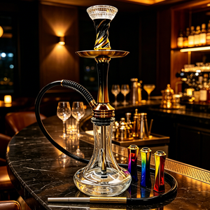 Luxury Glass Portable Black Gradient Nargile Shisha Set 52CM Aluminum Alloy Shisha <b>Hookah</b> Set Arabic <b>Hookah</b> <b>Hookah</b> Pen In Stock - Product Image 5