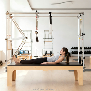 Reformer Pilates 3-en-1 en bois de chêne avec barre de balançoire et sangles de sécurité, table trapèze pour <span class=keywords><strong>programmes</strong></span> en marque blanche - Product Image 2