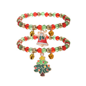 Pulsera de cristal con cuentas rojas y verdes, amuleto navideño, joyería unisex, diseño moderno D1134 - Product Image 5