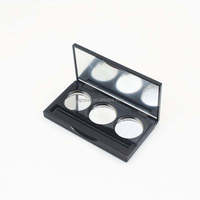 EN STOCK - Boîtier compact pour fard à paupières et rouge à lèvres, rectangulaire 26,5 mm, 3 couleurs, noir mat, avec miroir
